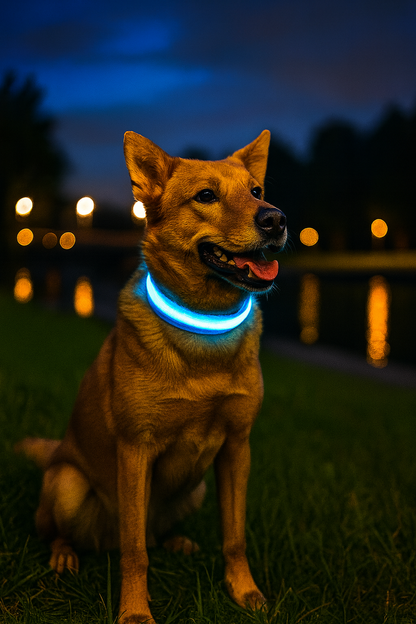 PARENCE - Collier Lumineux pour Chien Taille M, 3 Modes d'Eclairage/Collier LED pour Animaux avec Boucle d'attache et Fermeture à Clipser
